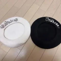 マルチビジューデコレーション ウールベレー帽