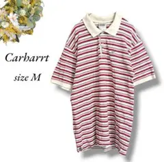 Carhartt ポロシャツ ボーダー レッド系 Mサイズ ヴィンテージ 男女のサムネイル