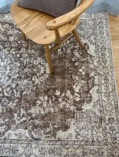 大判　トルコ　ヴィンテージ　ラグ　ブラウンフローラル　11-8