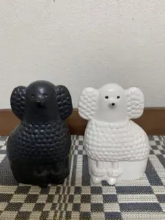 リサラーソン プードル　ペア　ブラック&ホワイト