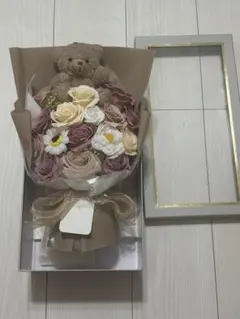 プリザーブドフラワー くま ピンク フラワーバスケット ハンドメイド