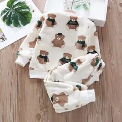 キッズ パジャマ 上下セット ベビー 子供 秋冬 起毛 ルームウェア クマ柄