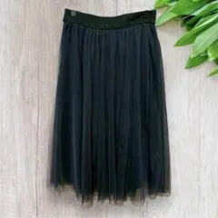 axes femme チュールスカート M 美品 ウエストゴム グリーン系