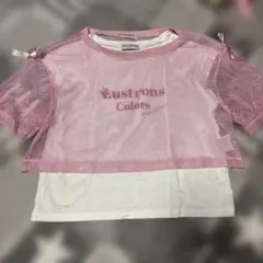 mezzo piano メッシュTシャツ M ピンク
