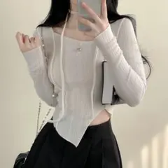 sona トップス 秋服 長袖 T チョーカー 韓国 ホワイト スナ系