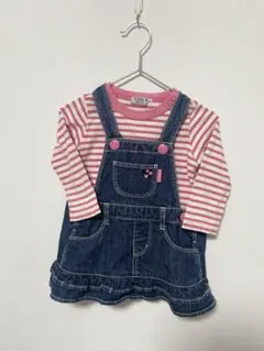ダブルビー デニムワンピース ボーダー セット 80cm 女の子 ミキハウス