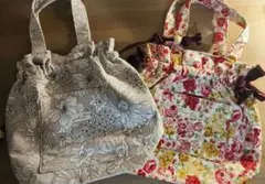 花柄巾着型トートバッグ