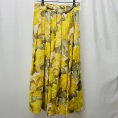 【訳アリ】CORDIER 花柄 ロングスカート 40 イエロー フレアのサムネイル