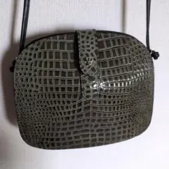 グリーン クロコダイル風 ショルダーバッグ