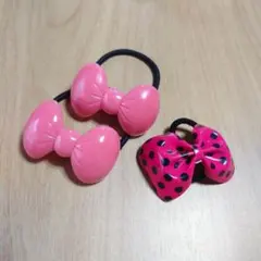 【難あり】ピンクリボンのヘアゴム ２種セット