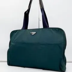 正規品 PRADA ナイロントートバッグ 三角プレート ビジネス 軽量 カーキ