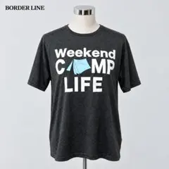 BORDER LINE ロゴプリント 半袖Tシャツ L チャコール