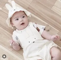 petit mainミッフィーロンパース・サロペット・帽子3点セット