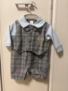 Cottoli チェック柄フォーマルロンパース 男の子 70cm