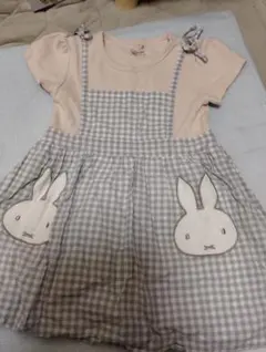 プティマイン　ミッフィー重ね着風ワンピース