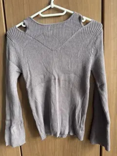 GRL リブ編みオフショルダー長袖ニット M