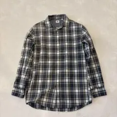 ユニクロ メンズ 長袖 チェック シャツ カジュアル グリーン Mサイズ