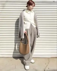 ユニクロUNIQLOエクストラファインメリノリブポロカーディガンLオフホワイト