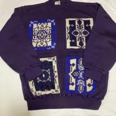 Cockney 幾何学模様 紫色セータービンテージ