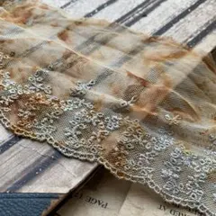 ジャンクジャーナル素材☆錆染めシャービックブルーなチュールレース