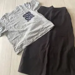 UNIQLO グレーTシャツ ブラックスカート S