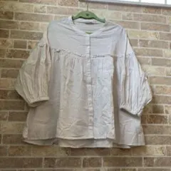 SM2配色ギャザーブラウス　キナリ