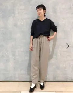 LEPSIM 多機能ドレープＶネックニットアシンメトリーネイビーラメ美品