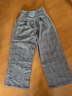 チェック柄ワイドパンツ 140cm
