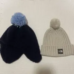 ニット帽セット ネイビー＆グレー