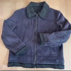 メンズ秋冬★フェイクスエードジャケット ブルゾン★チャコールグレー　裏地ボア　L