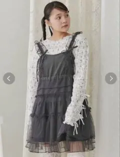 チュールドロストミニキャミワンピース　merry jenny グレー メリージェニー merry jenny チュールドロストミニキャミ