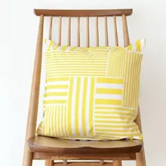 【美品】KLIPPAN クッションカバー ストライプス イエロー