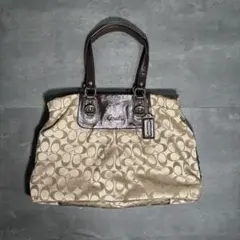 美品 COACH アシュレイ シグネチャー サテン キャリーオール F15510 美品 COACH アシュレイ シグネチャー サテン キャリーオール F15510