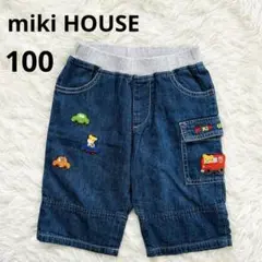 MIKIHOUSE ミキハウス 100 デニム パンツ ワッペン ウエストゴム