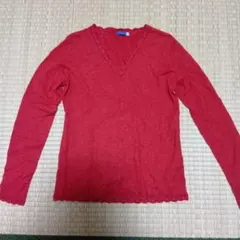 rapiecage 赤 Vネック 長袖 ニット