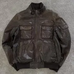 real leather jacket brown gimmick L sizeのサムネイル