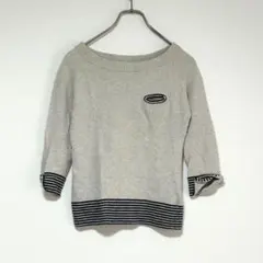 n0915【ロペピクニック】 長袖ニット ボートネック ボーダー カシミヤ混