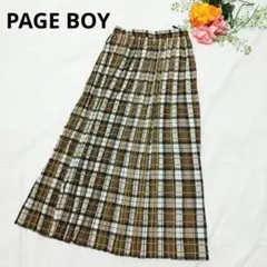PAGE BOY　ブラウン系　チェック柄　プリーツ　スカート　ロング　極美品