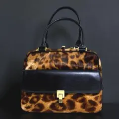 極美品 トリーバーチ サッチェル ハラコ レオパード 2way トートバッグ 