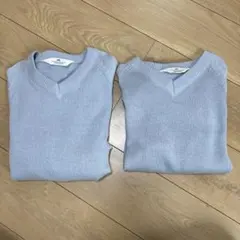 H&M ライトブルー Vネックニット 2点セット　おそろコーデ