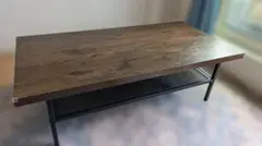 【直接引き取り】ローテーブル 幅120cm 収納棚 木目 ヴィンテージ調のサムネイル