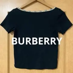 【素敵なデザイン❗️】90's BURBERRY 黒 切替デザイン チビT Y2Kのサムネイル