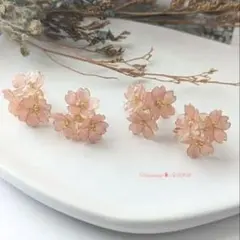 （送料無料） 桜3輪の スタッド イヤリング ディップフラワー 桜