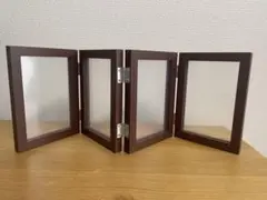 ブラウン木製折りたたみフォトフレーム 4面