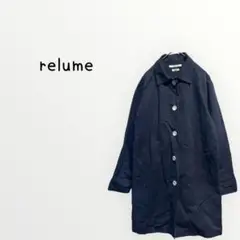 【relume 】シャツワンピース　ネイビー 長袖チュニック　コットン　麻
