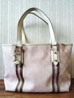 GUCCI　グッチ　GGキャンバス　ジョリクール ミニトートバッグ　ピンク