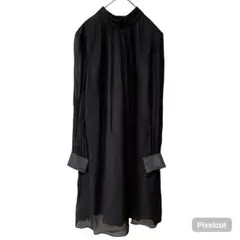 J1492 フランシュリッペ カフスビジュー付シフォンワンピース M 黒系 古着のサムネイル