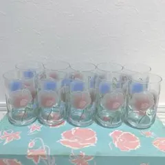 花柄 ガラスコップ 10客セット 日本製 昭和レトロ◇未使用