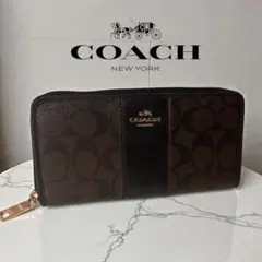 COACH レザー長財布 ブラウン/ブラック