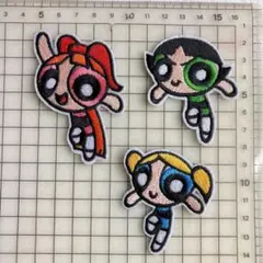 刺繍アイロンワッペン パワーパフガールズ3枚